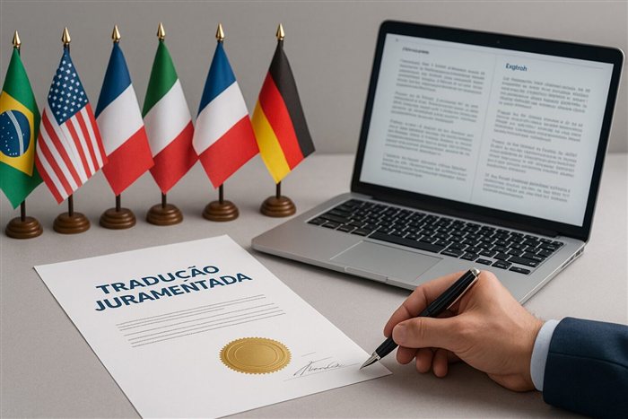 Documentos oficiais com selo e carimbo sobre a mesa