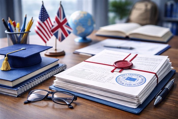 Estudante organizando documentos acadêmicos