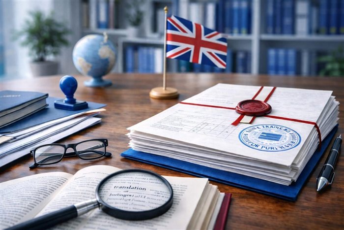 Bandeiras de países de língua inglesa e documentos